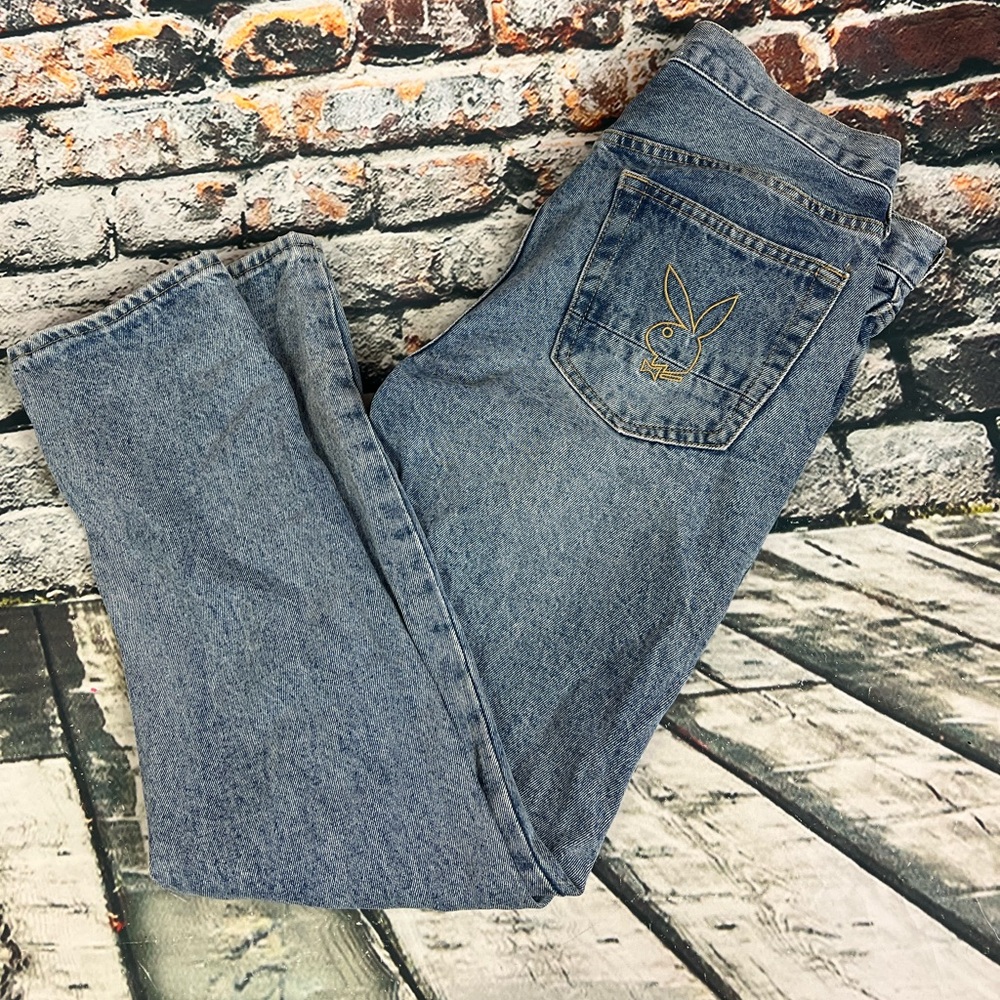 Playboy‎ Pacsun Jeans Mens Size 30x30 Slim Leg Light Wash Bunny Embroidered